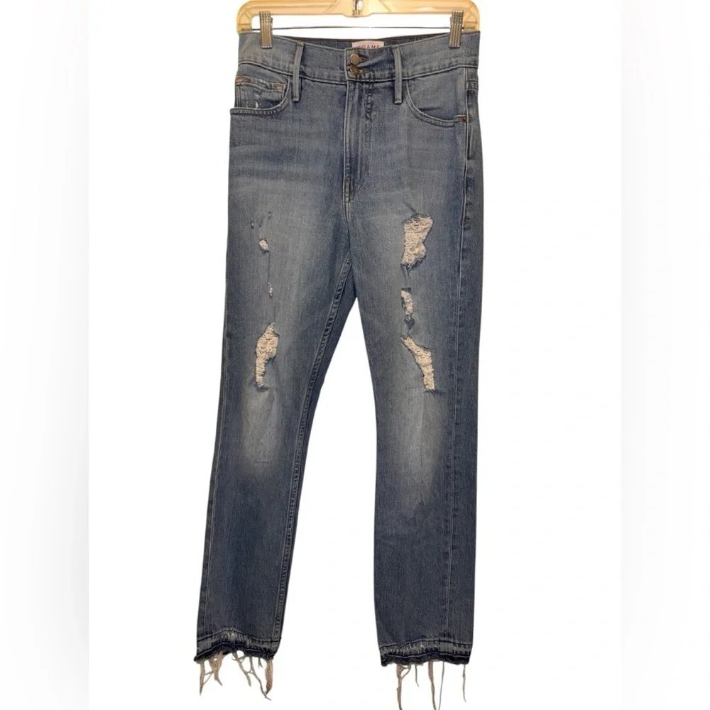 Frame denim womens jeans 26 Blue Distressed Heritage Le Sylvie Slender Straight